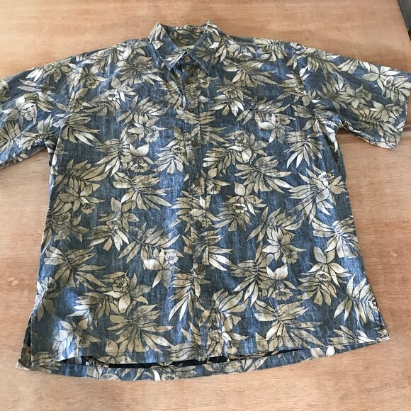 Cooke Street Hawaiian Shirt Men L Blue Floral Button Up Pocket Short Sleeve - Picture 1 of 11